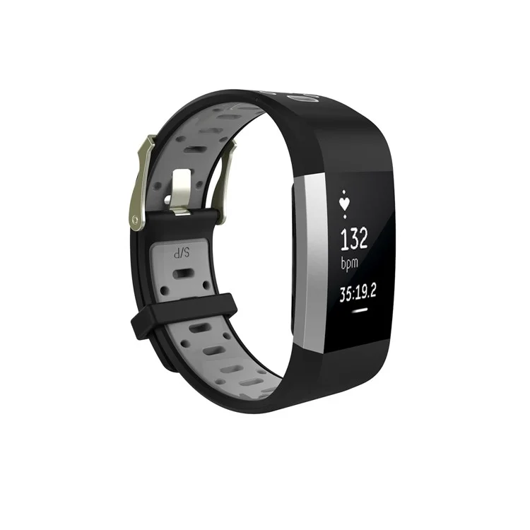 10Pcs/Set Bi-color Soft Silicone Watch Band Replacement for Fitbit Charge 2, Size: S