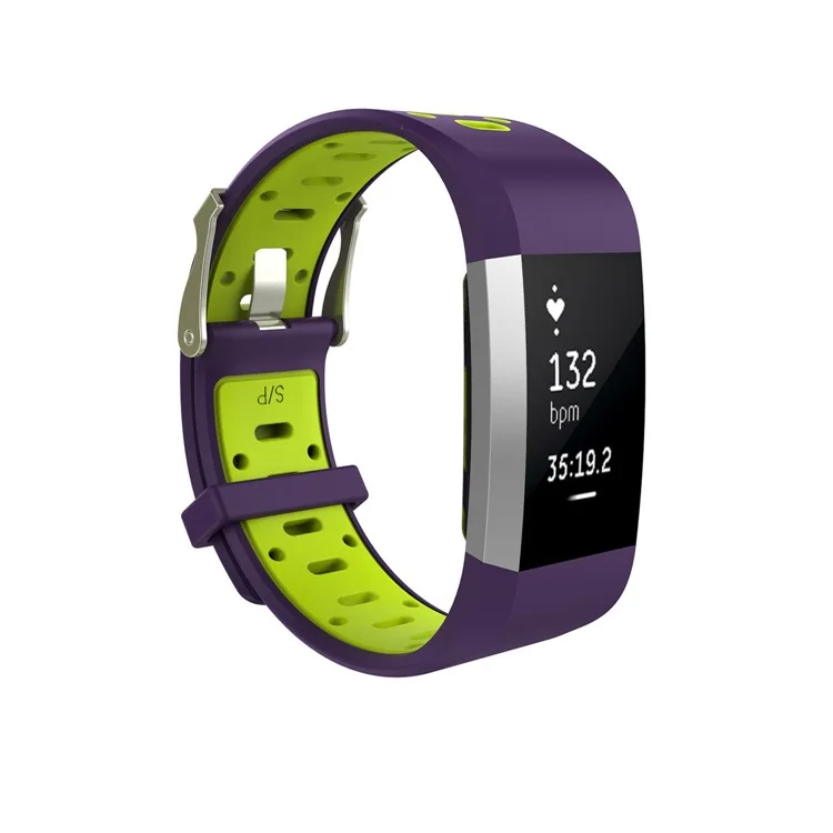 10Pcs/Set Bi-color Soft Silicone Watch Band Replacement for Fitbit Charge 2, Size: S