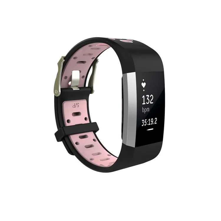10Pcs/Set Bi-color Soft Silicone Watch Band Replacement for Fitbit Charge 2, Size: S