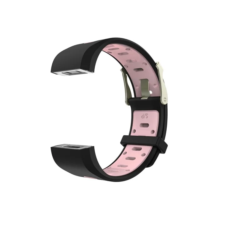 10Pcs/Set Bi-color Soft Silicone Watch Band Replacement for Fitbit Charge 2, Size: S