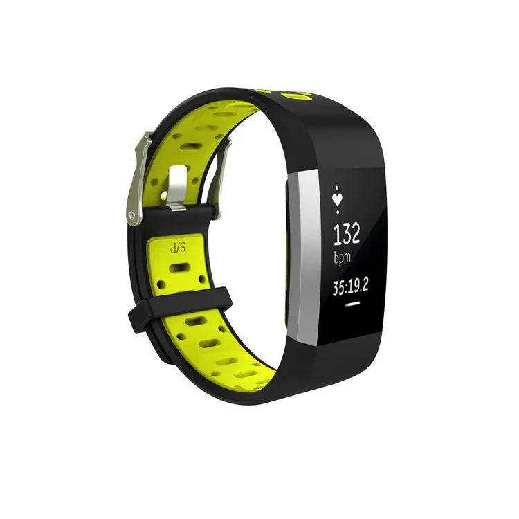 10Pcs/Set Bi-color Soft Silicone Watch Band Replacement for Fitbit Charge 2, Size: S