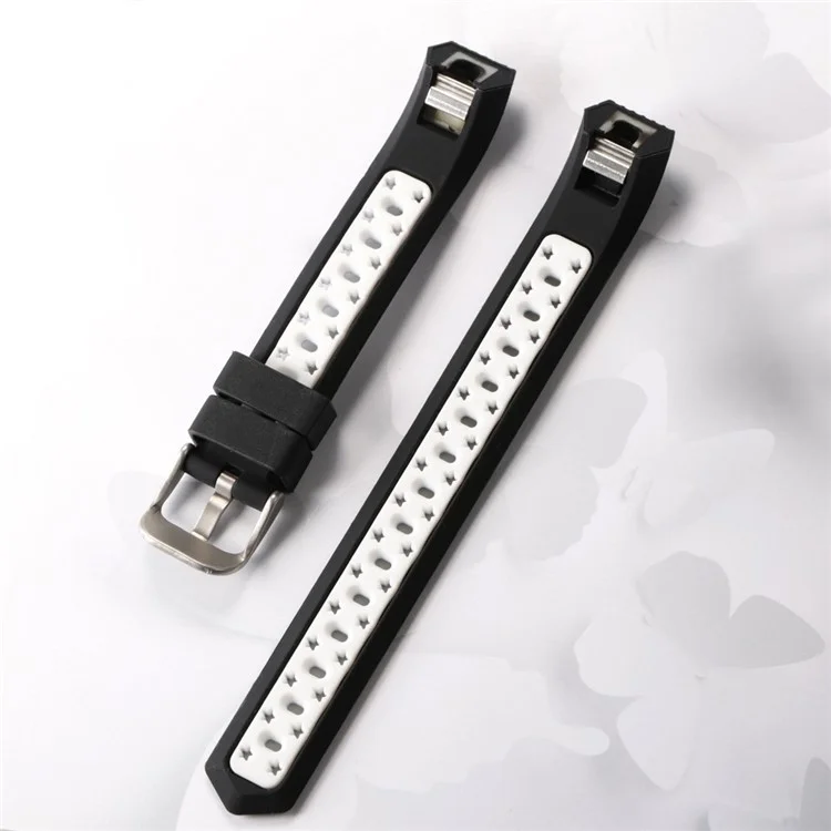 Dual-color Hollow Silicone Watch Band Strap for Fitbit Alta HR / Fitbit Alta - Black + White