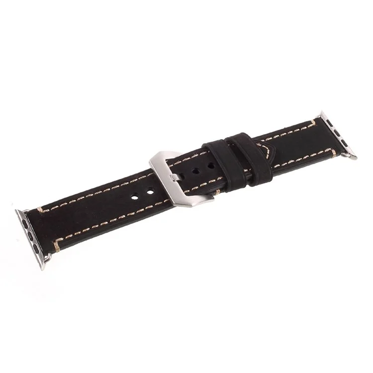 For Apple Watch Series 1 Series 2 Series 3 42mm PU Leather Buckle Replacement Wristband - Black