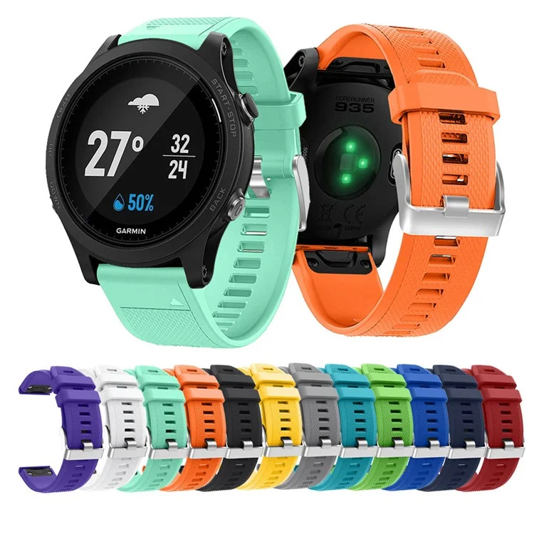Rhombus Texture Silicone Watch Strap with Pin Buckle for Garmin Forerunner 935 - Orange