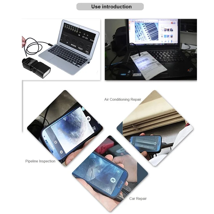 AN99 5m 7 mm 6-LED Android PC USB Imperproof Endoscope Inspection Vidéo Camera - le Noir