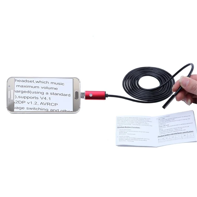 AN99 5M 5.5mm Waterproof 6-LED Android PC USB Endoscope Inspection Video Camera - Red