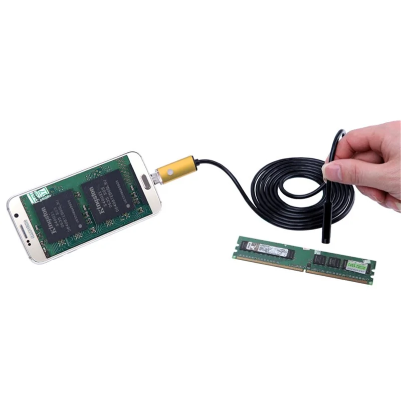 AN99 Waterproof 5m 5.5 mm 6-led PC Android USB Endoscope Inspección Cámara de Video Cámara - Color Dorado