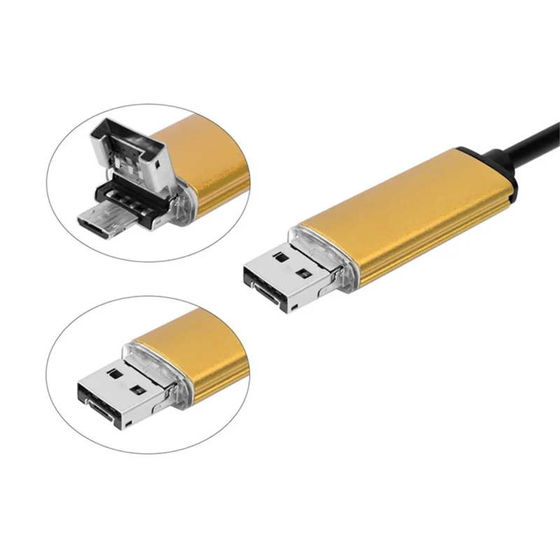 AN99 Waterproof 5m 5.5 mm 6-led PC Android USB Endoscope Inspección Cámara de Video Cámara - Color Dorado