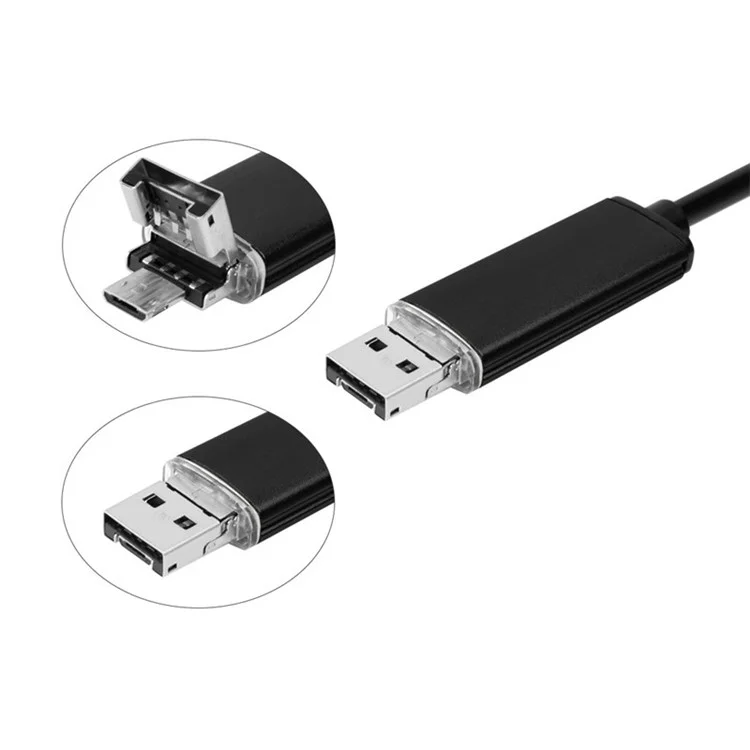 AN99 Impervenção de 10m de 5,5 mm de 6 mm de 6 Liderado Por Android PC Câmera de Vídeo de Endoscópio USB - Preto