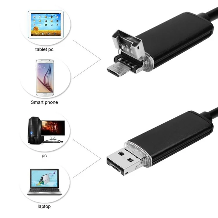 AN99 Watterfroud 10M da 5,5 mm a 6 Led Per pc Android USB Endoscopy Inspection Camera - Nero