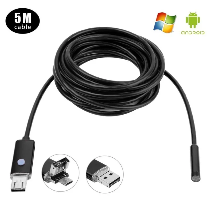 AN99 Waterproof 10m 5.5 mm 6-led PC Android PC USB Endoscopio Inspección Cámara de Video Cámara - Negro