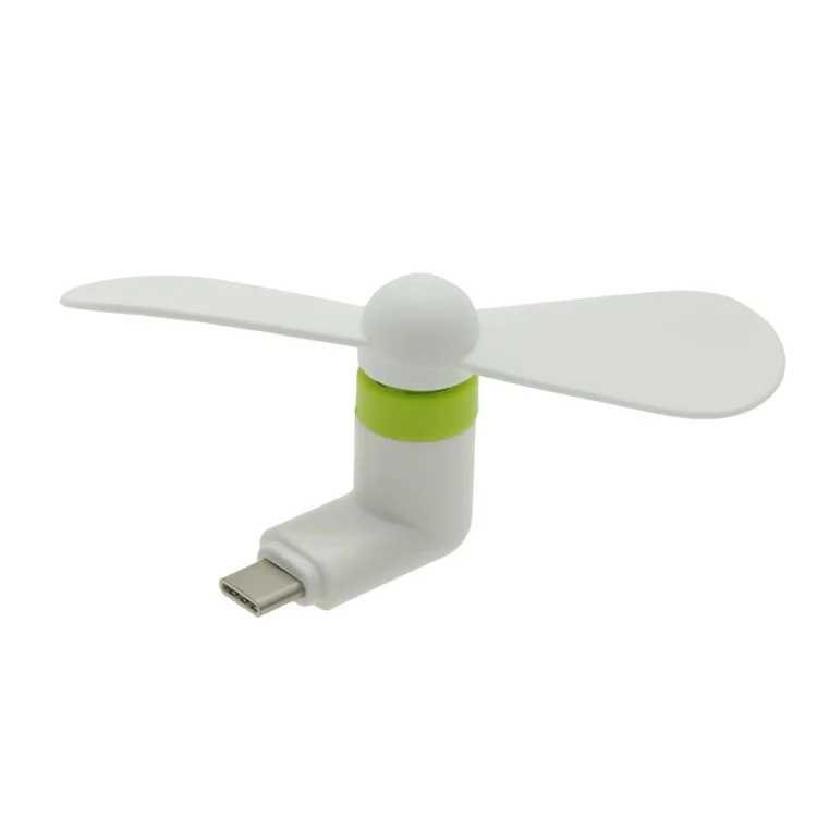 Two Blades Mini Fan Portable OTG USB 3.1 Tipo C Refrigem Fam de Samsung Galaxy S8/LG G6 Etc. - Branco