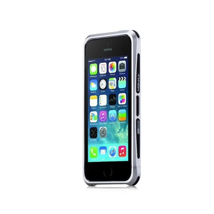 MOMAX Pro Streamlined Metal + Silicone Frame Cover for iPhone SE 5s 5 - Silver