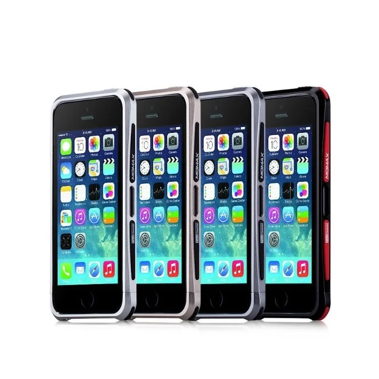 MOMAX Pro Streamlined Metal + Silicone Frame Cover for iPhone SE 5s 5 - Silver
