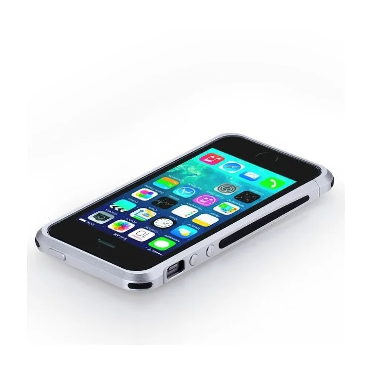 MOMAX Pro Streamlined Metal + Silicone Frame Cover for iPhone SE 5s 5 - Silver