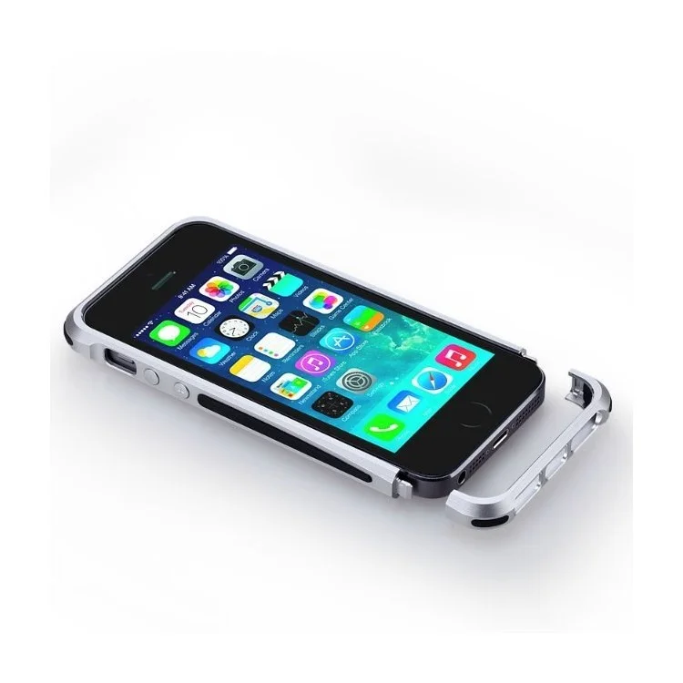 MOMAX Pro Streamlined Metal + Silicone Frame Cover for iPhone SE 5s 5 - Silver
