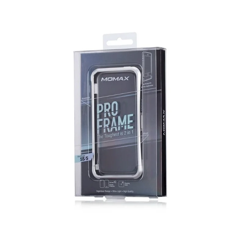 MOMAX Pro Streamlined Metal + Silicone Frame Cover for iPhone SE 5s 5 - Silver