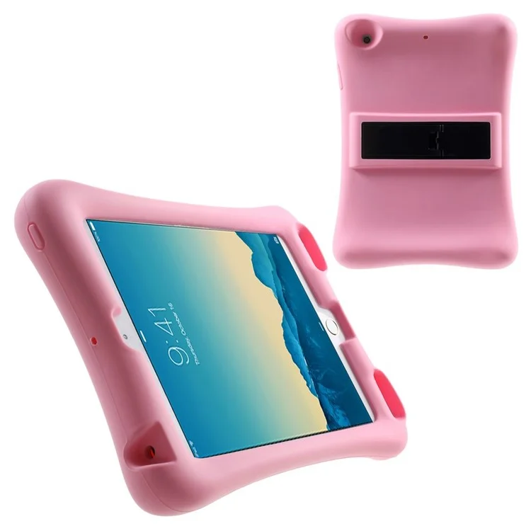 Hard Plastic/Soft Silicone Protective Case with Stand for iPad Mini 3 - Pink