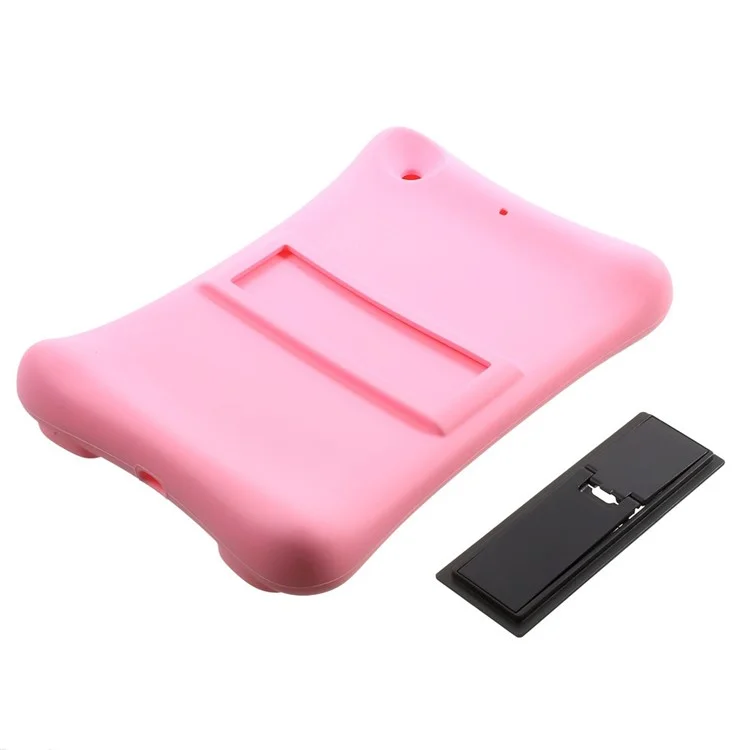Hard Plastic/Soft Silicone Protective Case with Stand for iPad Mini 3 - Pink
