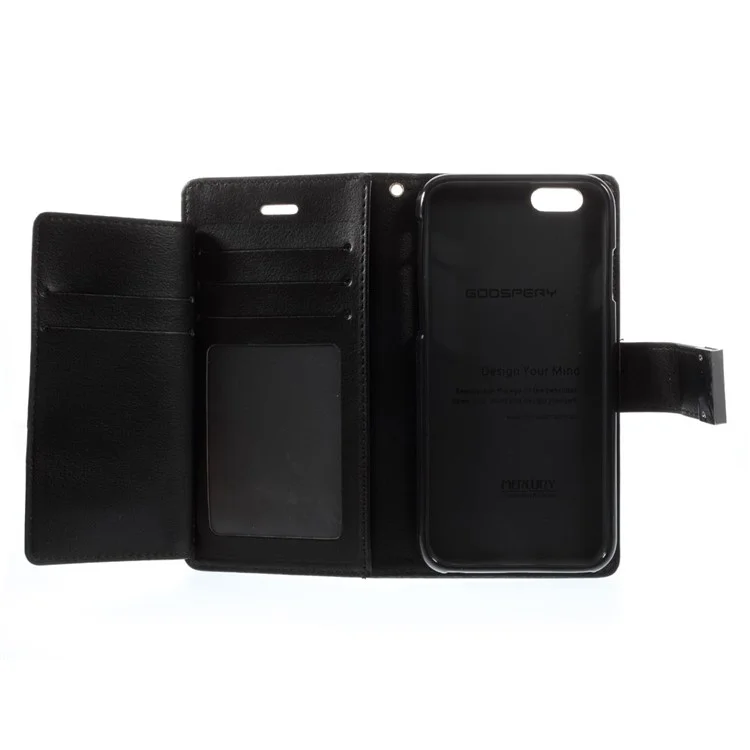 Mercury GOOSPERY Rich Diary Wallet Leather Case for iPhone 6s 6 4.7 inch - Black
