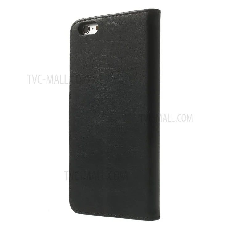 Retro Style Leather Wallet Bracket Case for iPhone 6s Plus / 6 Plus 5.5 inch - Black