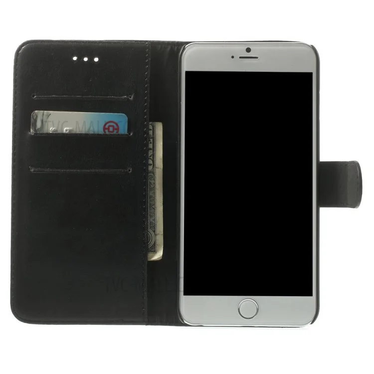 Retro Style Leather Wallet Stand Leather Phone Case for iPhone 6s Plus / 6 Plus 5.5 inch - Black