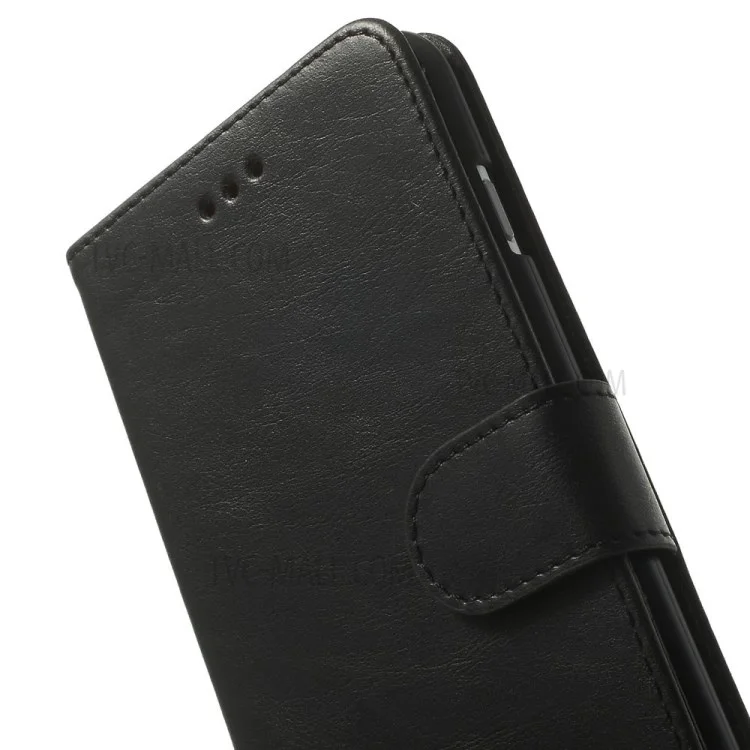 Retro Style Leather Wallet Stand Leather Phone Case for iPhone 6s Plus / 6 Plus 5.5 inch - Black