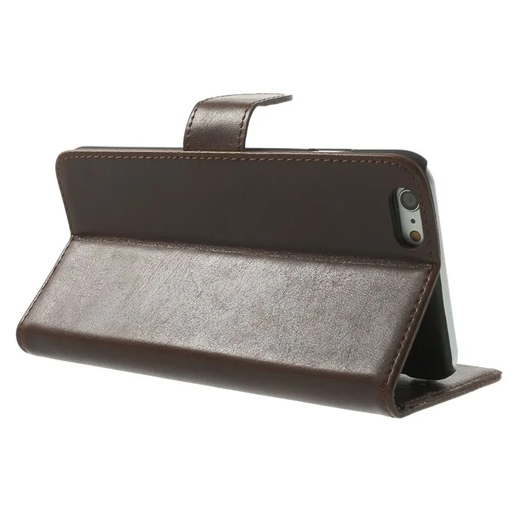Retro Style Leather Wallet Stand Leather Phone Case for iPhone 6s Plus / 6 Plus 5.5 inch - Coffee