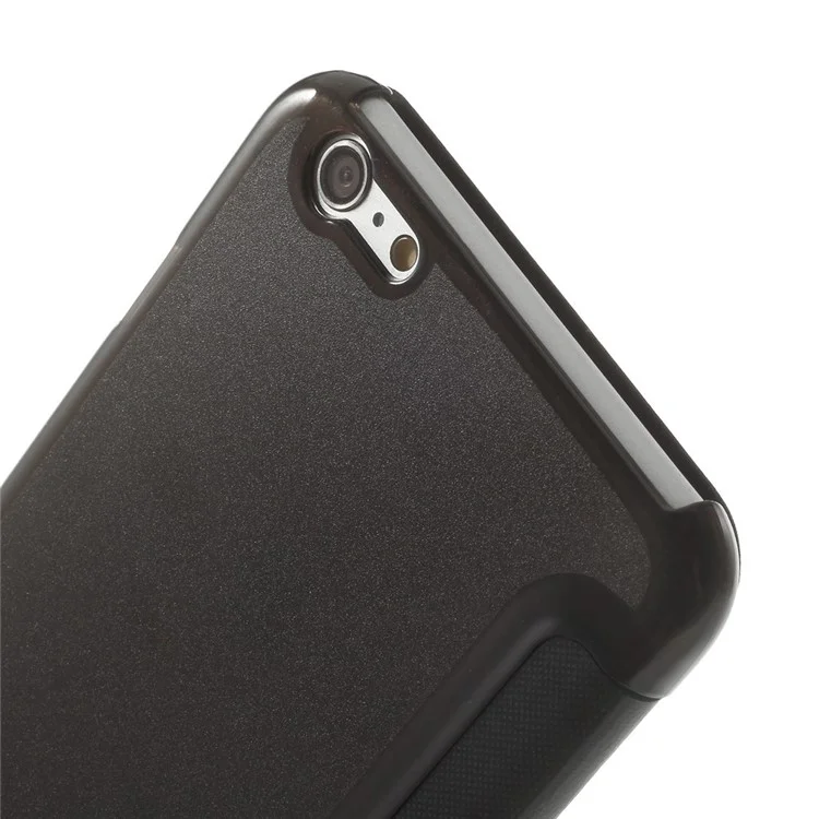 View Window Brushed Leather Folio Case for iPhone 6s Plus / 6 Plus 5.5 inch - Black