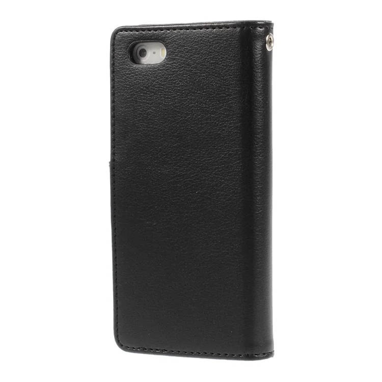 Mercury GOOSPERY Rich Diary Leather Card Holder Case for iPhone SE 5s 5 - Black