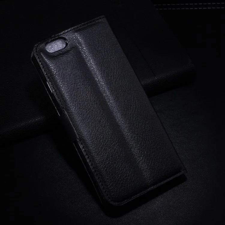 Litchi Texture Folio PU Leather Wallet Stand Shell for iPhone 6s / 6 4.7 inch - Black