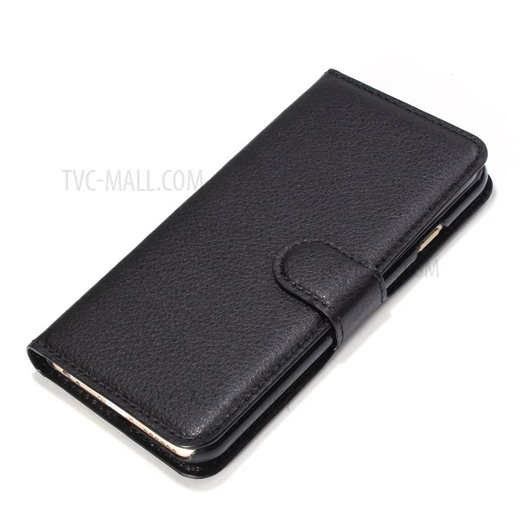 Litchi Texture Folio PU Leather Wallet Stand Shell for iPhone 6s / 6 4.7 inch - Black