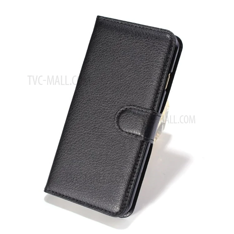 Litchi Texture Folio PU Leather Wallet Stand Shell for iPhone 6s / 6 4.7 inch - Black