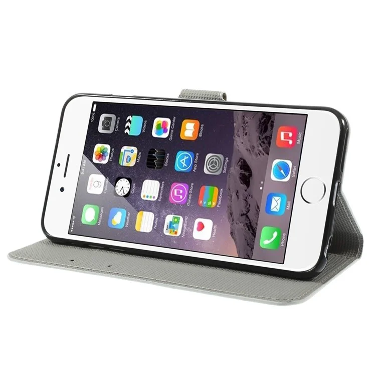 Blue Butterfly Pattern Wallet Leather Shell for iPhone 6s Plus / 6 Plus w/ Stand