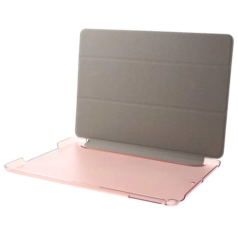 For iPad 9.7-inch (2018)/9.7-inch (2017)/Air 2/Air Tri-fold Stand Leather Cell Phone Casing - Pink