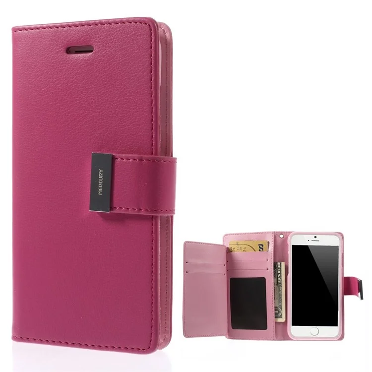 Mercury GOOSPERY Rich Diary Wallet Leather Cover for iPhone 6 Plus / 6s Plus - Rose
