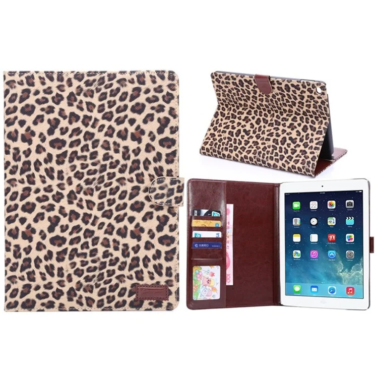 Leopard Texture Wallet Style Smart Leather Cover with Stand for iPad Air 2 - Brown