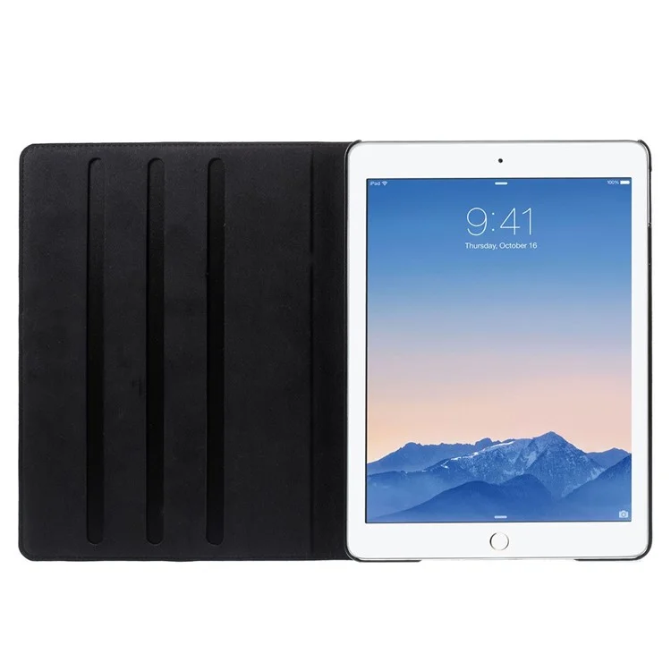 Black DOORMOON Genuine Leather Smart Case with Stand for iPad Air 2
