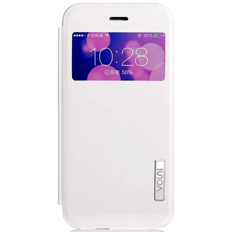 VOUNI Visual Series Unique View Window Leather Case for iPhone 6 Plus / 6s Plus 5.5 Inch - White