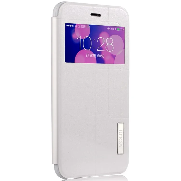VOUNI Visual Series Unique View Window Leather Case for iPhone 6 Plus / 6s Plus 5.5 Inch - White