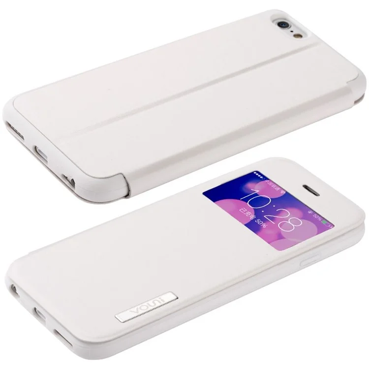 VOUNI Visual Series Unique View Window Leather Case for iPhone 6 Plus / 6s Plus 5.5 Inch - White