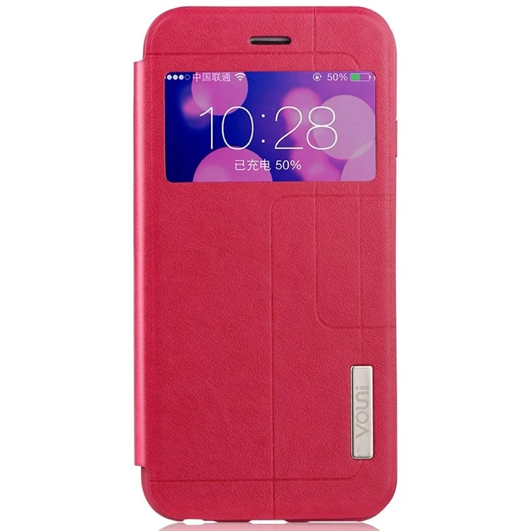VOUNI Unique Window View Leather Pretective Case for iPhone 6 / 6s 4.7 Inch - Red