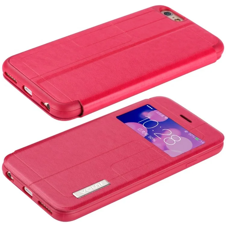 VOUNI Unique Window View Leather Pretective Case for iPhone 6 / 6s 4.7 Inch - Red
