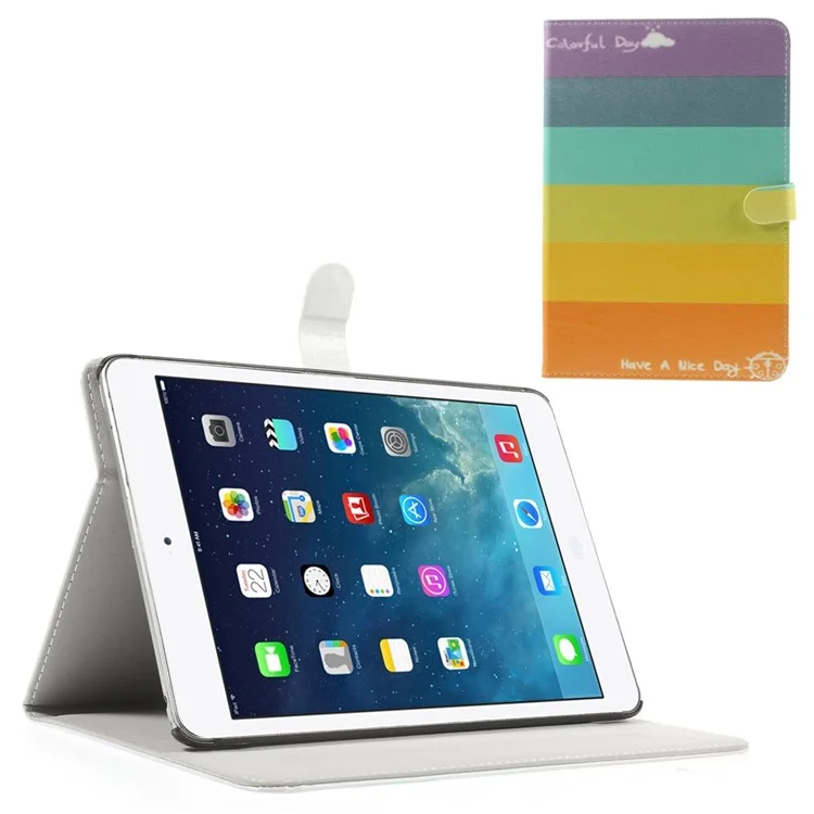For iPad Mini / Mini 2 / Mini 3 Silk Leather Magnetic Stand Case - Rainbow Stripes