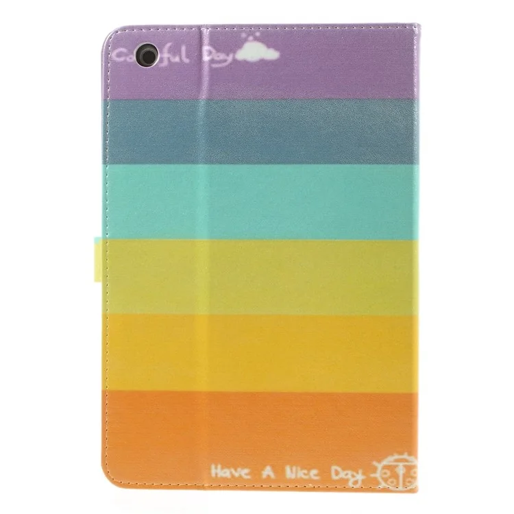 For iPad Mini / Mini 2 / Mini 3 Silk Leather Magnetic Stand Case - Rainbow Stripes