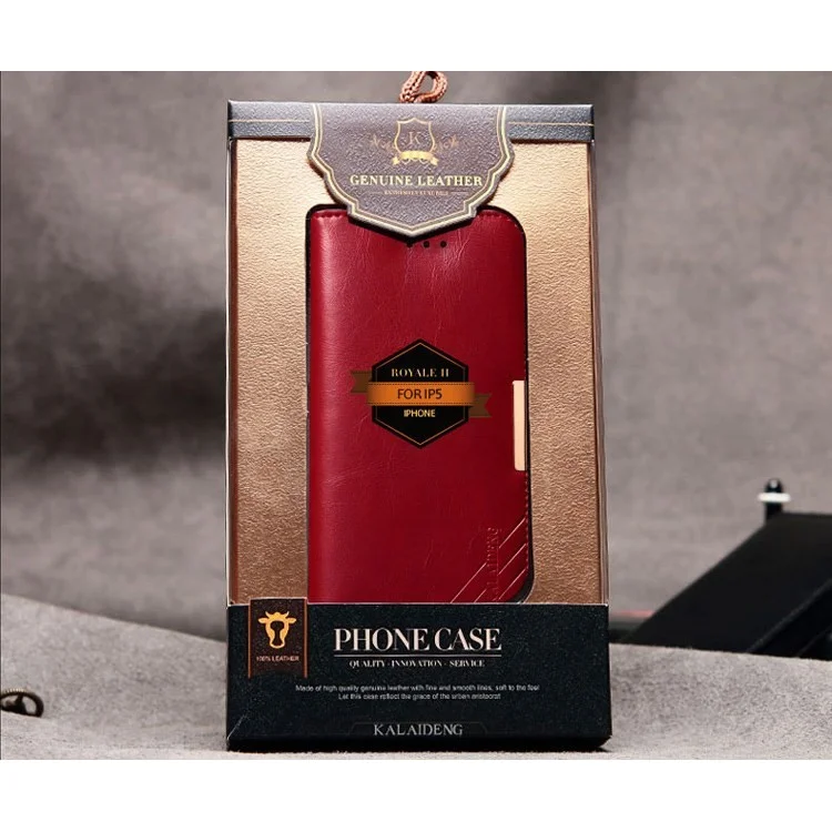 KLD Royale II Series for iPhone SE 5s 5 Genuine Full Grain Leather Stand Case Card Holder - Red