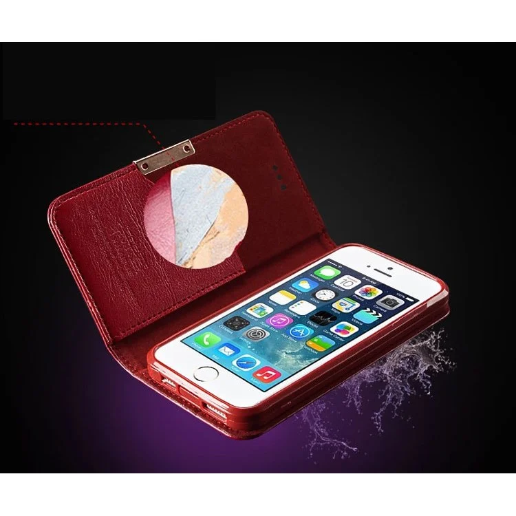 KLD Royale II Series for iPhone SE 5s 5 Genuine Full Grain Leather Stand Case Card Holder - Red