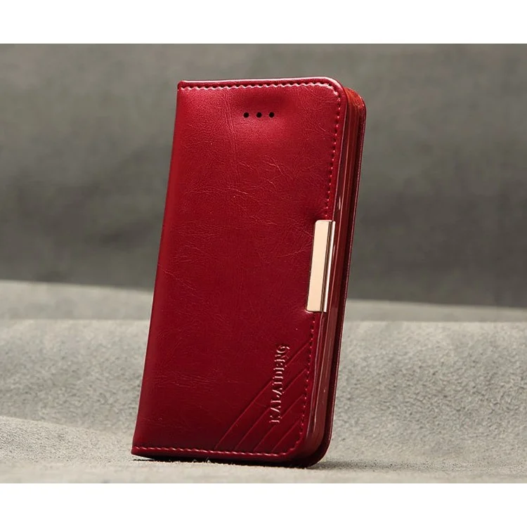 KLD Royale II Series for iPhone SE 5s 5 Genuine Full Grain Leather Stand Case Card Holder - Red