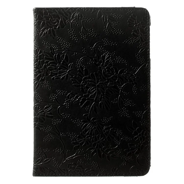 For iPad mini / mini 2 / mini 3 Embossment Pattern 360 Degree Rotating Stand Smart Leather Case - Black