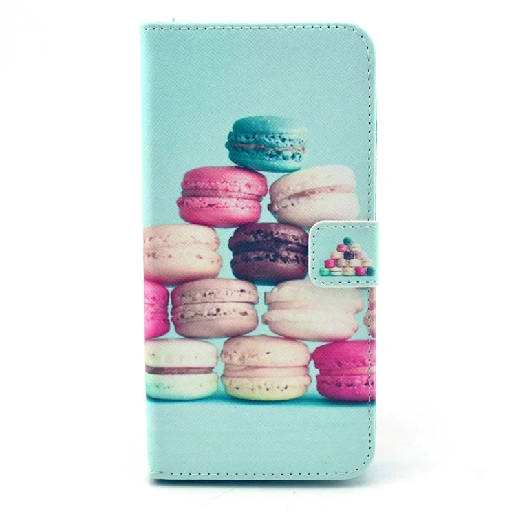 Colorful Macarons Pattern Magnetic Flip Leather Cover for iPhone 6 Plus / 6s Plus w/ Stand